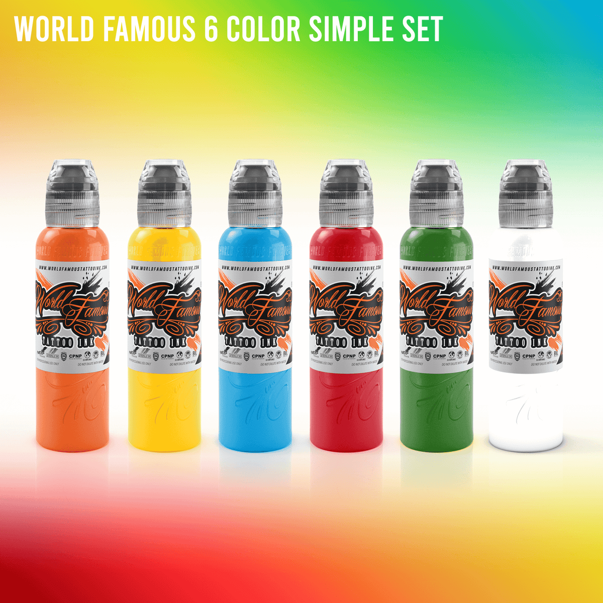 World Famous Tattoo Ink 7 Color Simple Set
