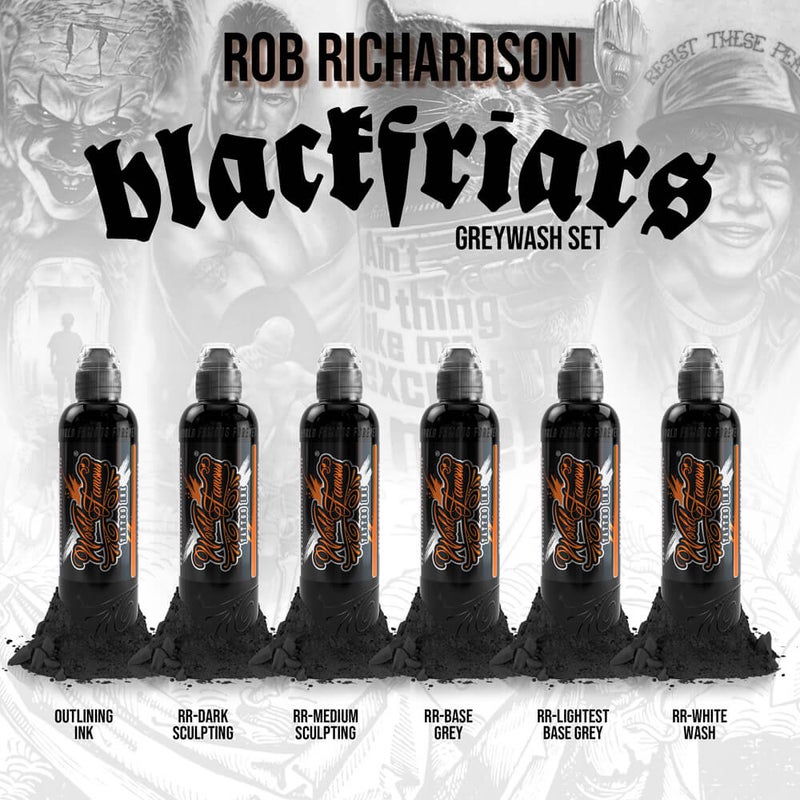 Rob Richardson Black Friar Greywash Set  |  World Famous Tattoo Ink  |  4oz