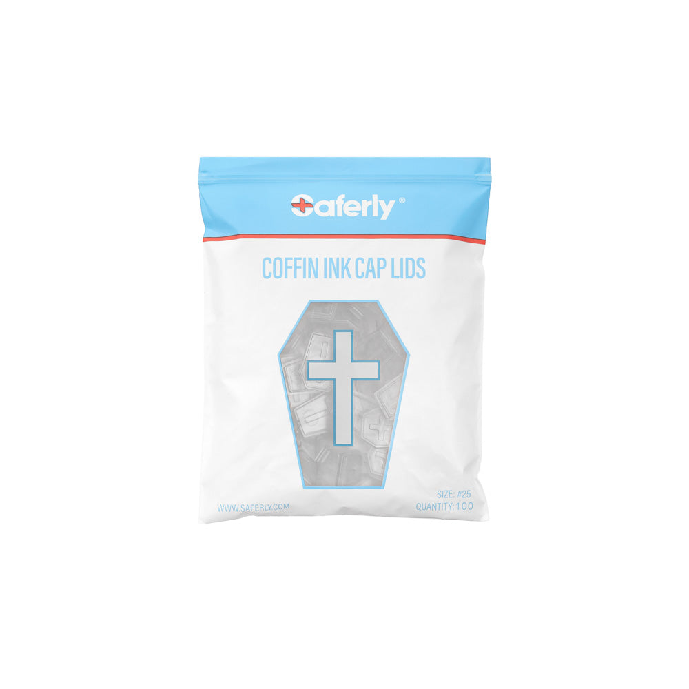Saferly Coffin Ink Cap Lids — #25 — Bag of 200 — Pick Color - World Famous Tattoo Ink