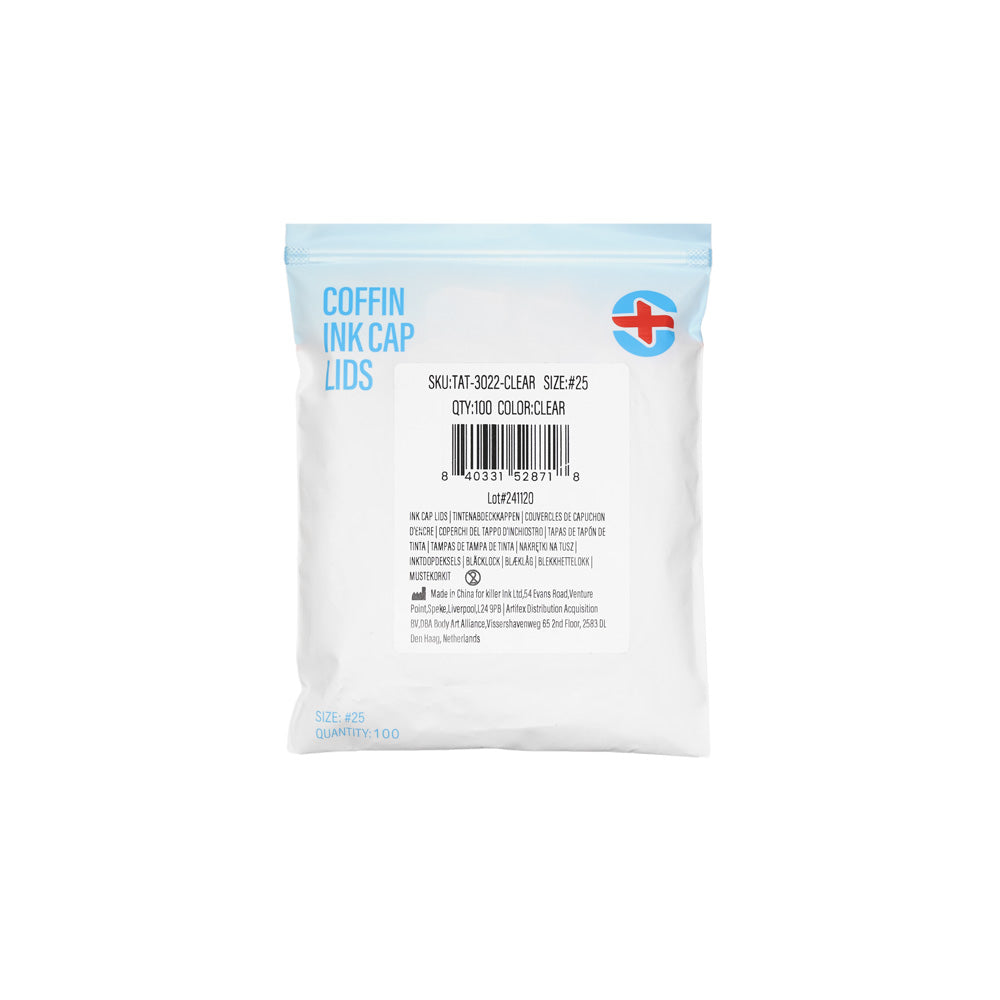 Saferly Coffin Ink Cap Lids — #25 — Bag of 200 — Pick Color - World Famous Tattoo Ink