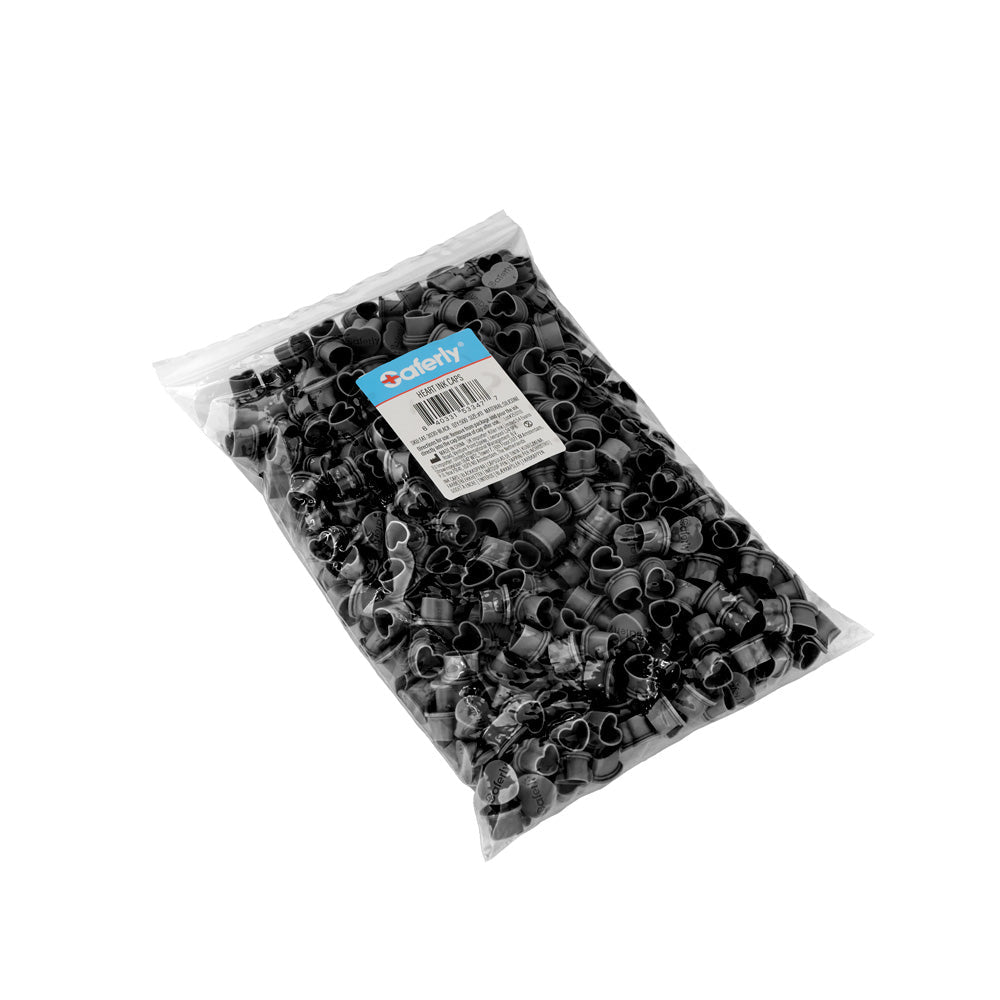Saferly Heart Silicone Ink Caps — Pick Size and Color — Bag of 500 - World Famous Tattoo Ink