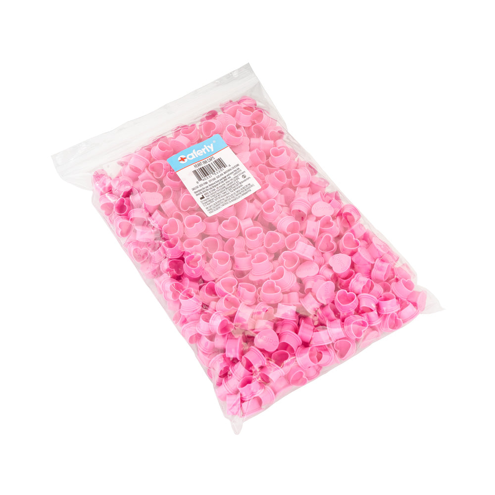 Saferly Heart Silicone Ink Caps — Pick Size and Color — Bag of 500 - World Famous Tattoo Ink