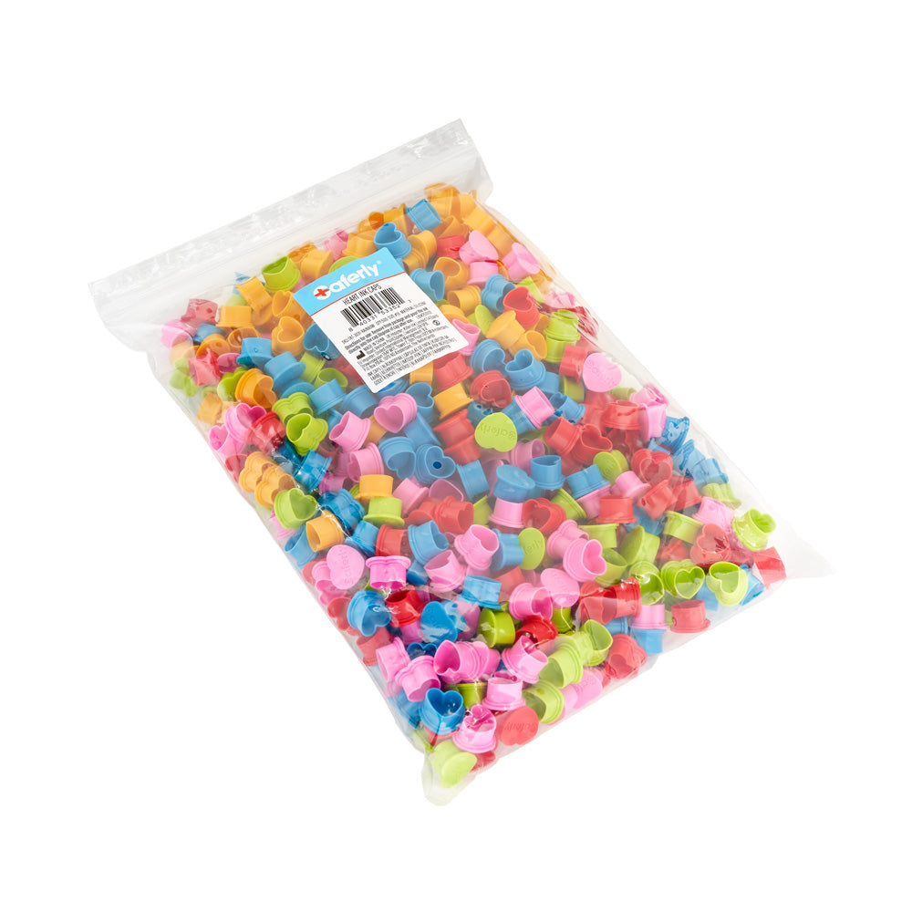 Saferly Heart Silicone Ink Caps — Pick Size and Color — Bag of 500 - World Famous Tattoo Ink
