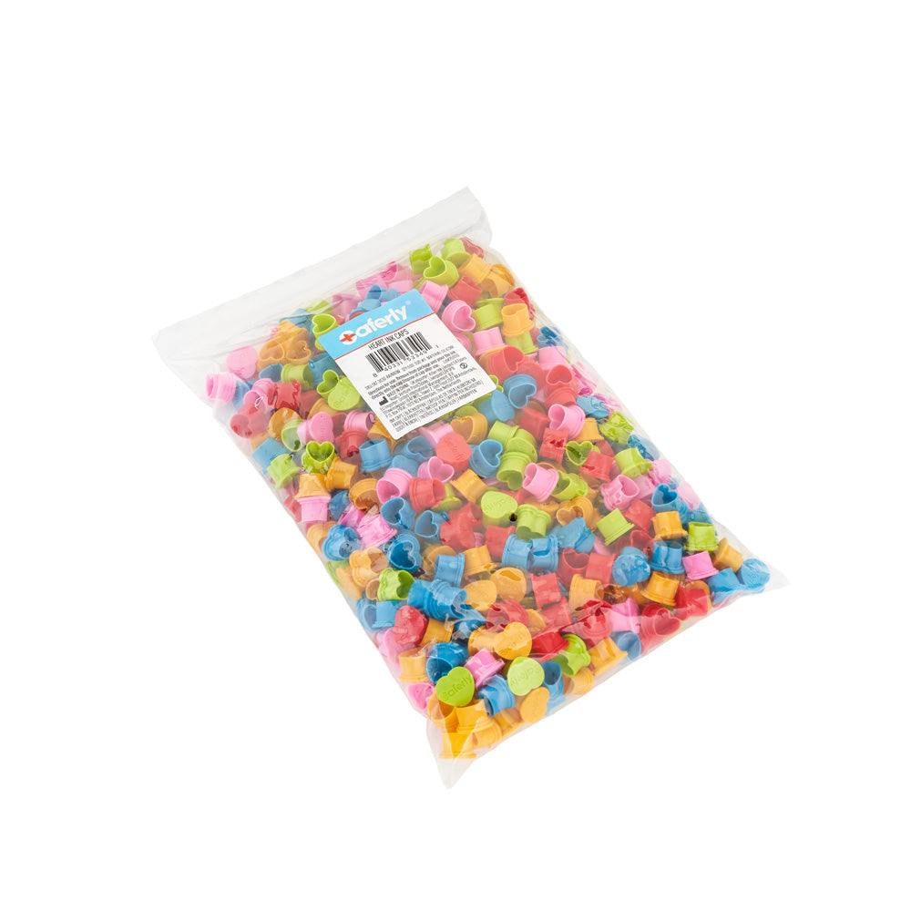 Saferly Heart Silicone Ink Caps — Pick Size and Color — Bag of 500 - World Famous Tattoo Ink