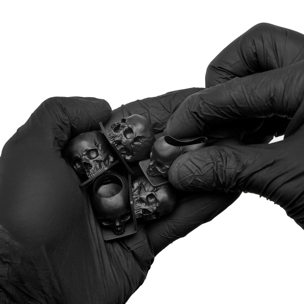 Saferly Skull Silicone Ink Caps —Size #16 (Large) — Bag of 200  — Pick Color - World Famous Tattoo Ink