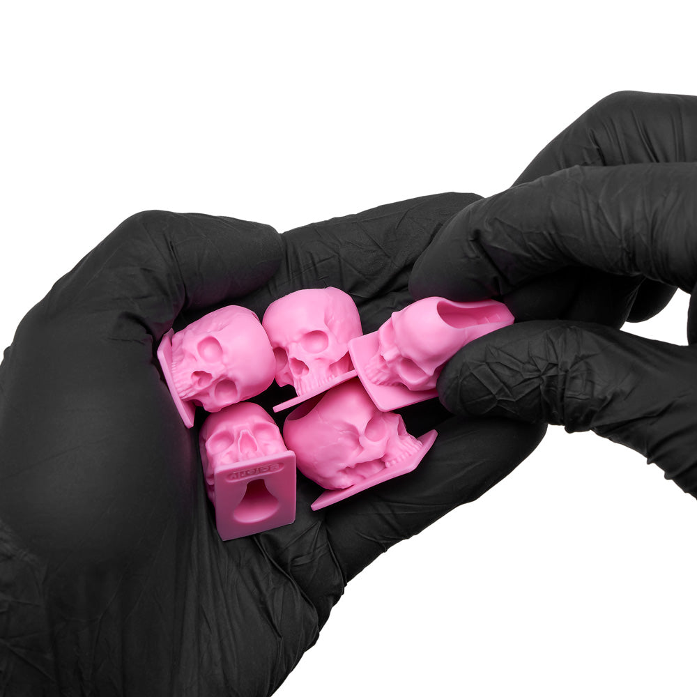 Saferly Skull Silicone Ink Caps —Size #16 (Large) — Bag of 200  — Pick Color - World Famous Tattoo Ink