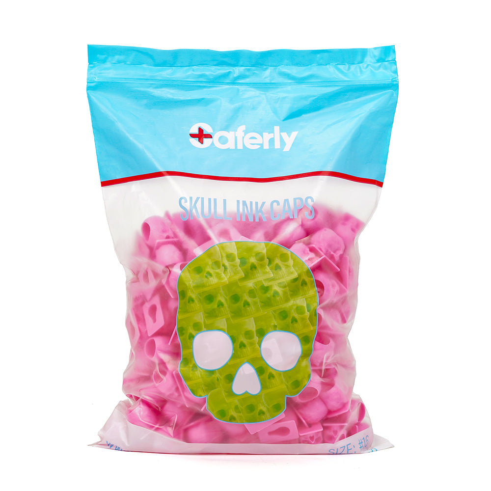 Saferly Skull Ink Caps — Size #16 (Large) — Bag of 200 - World Famous Tattoo Ink