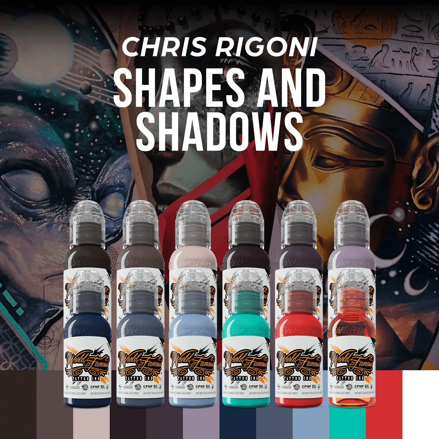 Chris Rigoni Shapes & Shadows 12 Bottle Tattoo Ink Set