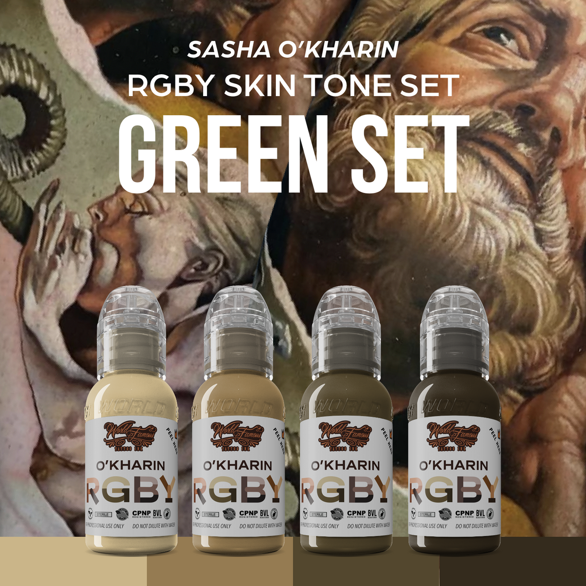 Sasha O'Kharin RGBY Green Set – World Famous Tattoo Ink