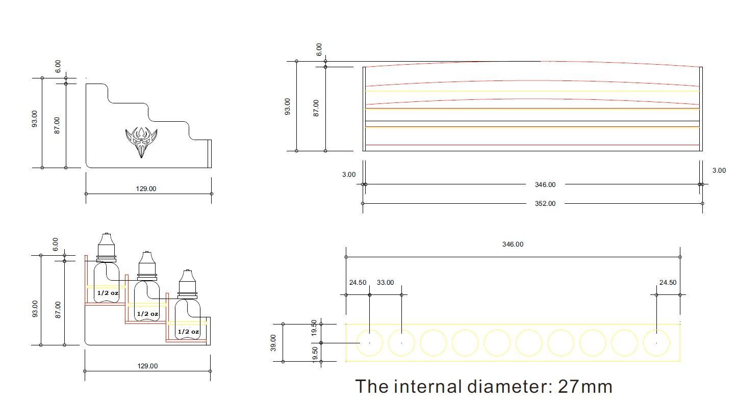 1/2oz Ink Bottle Holder - 30 Bottles Can be Displayed or Held - World Famous Tattoo Ink
