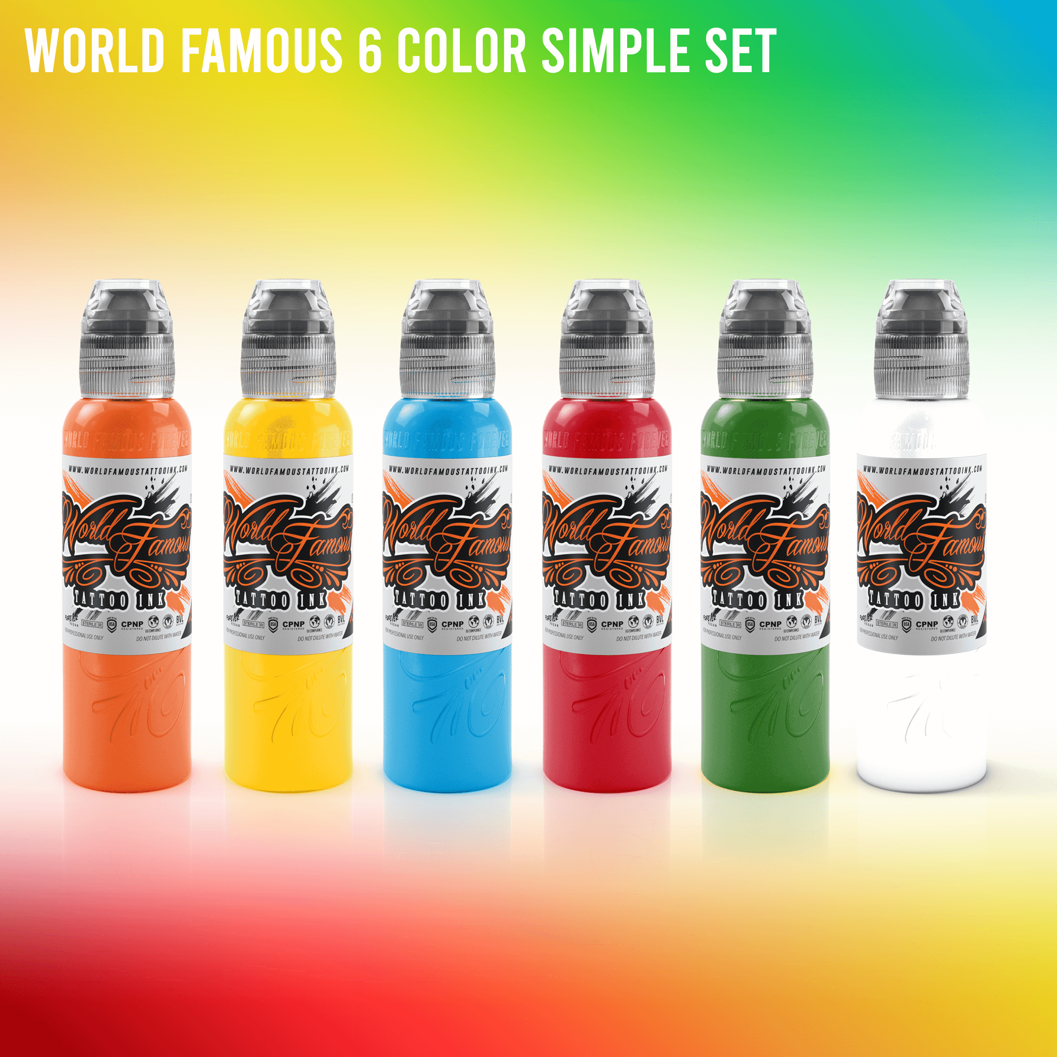 Worldm Famous Color World Famous 6 Color Simple Set - 1oz. | World Famous Tattoo Ink