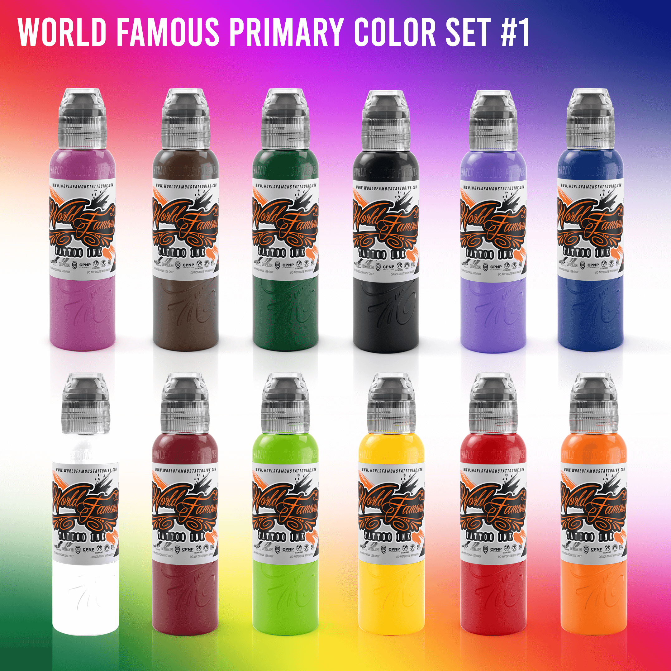 6 Color Simple Set — World Famous Tattoo Ink — 1oz