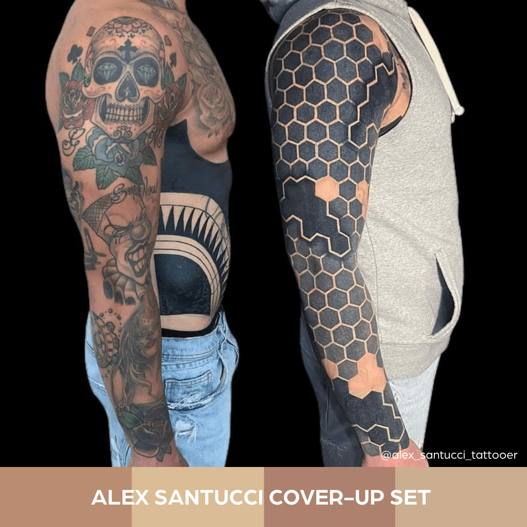 ALEX SANTUCCI Skin Tone - COVER UP - WORLD FAMOUS Tattoo Ink Color SET - 1  OZ
